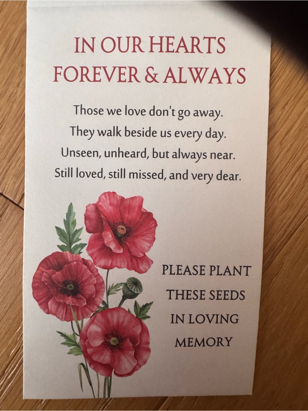 NEW 120 pack Memorial Envelopes with Red Poppy Illustration for seeds etc
